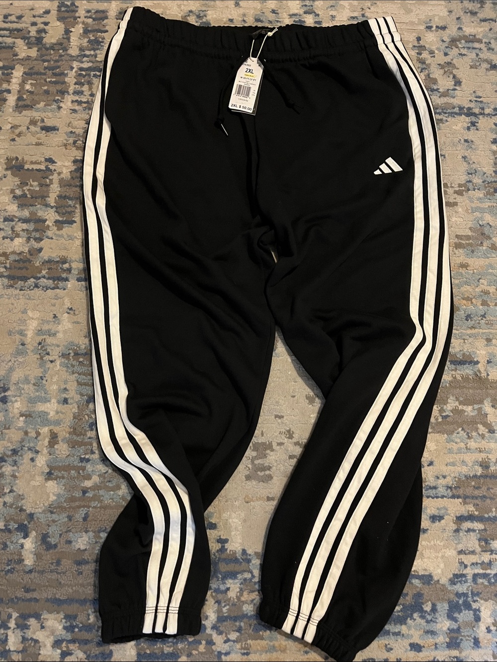 adidas Black Jogger Sweatpants with White Triple Stripes
